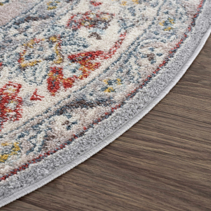 Antique look Traditional Machine Woven Tan, Charcoal, Ivory and Rust Multi Size Rug - The Rug Decor