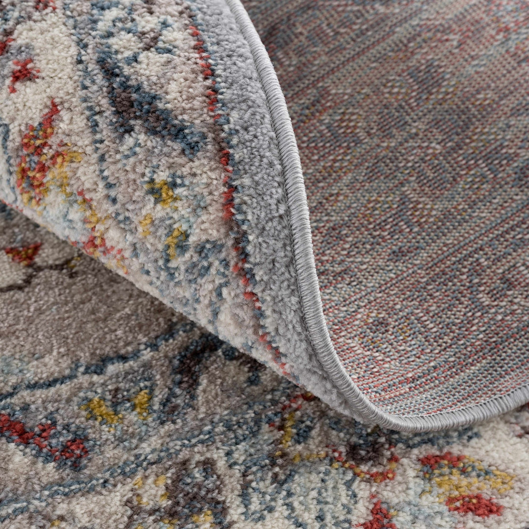 Antique look Traditional Machine Woven Tan, Charcoal, Ivory and Rust Multi Size Rug - The Rug Decor