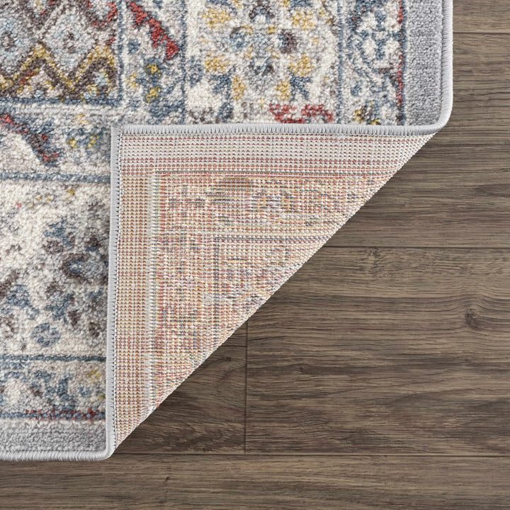 Antique look Traditional Machine Woven Tan, Charcoal, Ivory and Rust Multi Size Rug - The Rug Decor