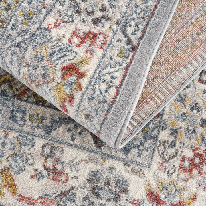 Antique look Traditional Machine Woven Tan, Charcoal, Ivory and Rust Multi Size Rug - The Rug Decor