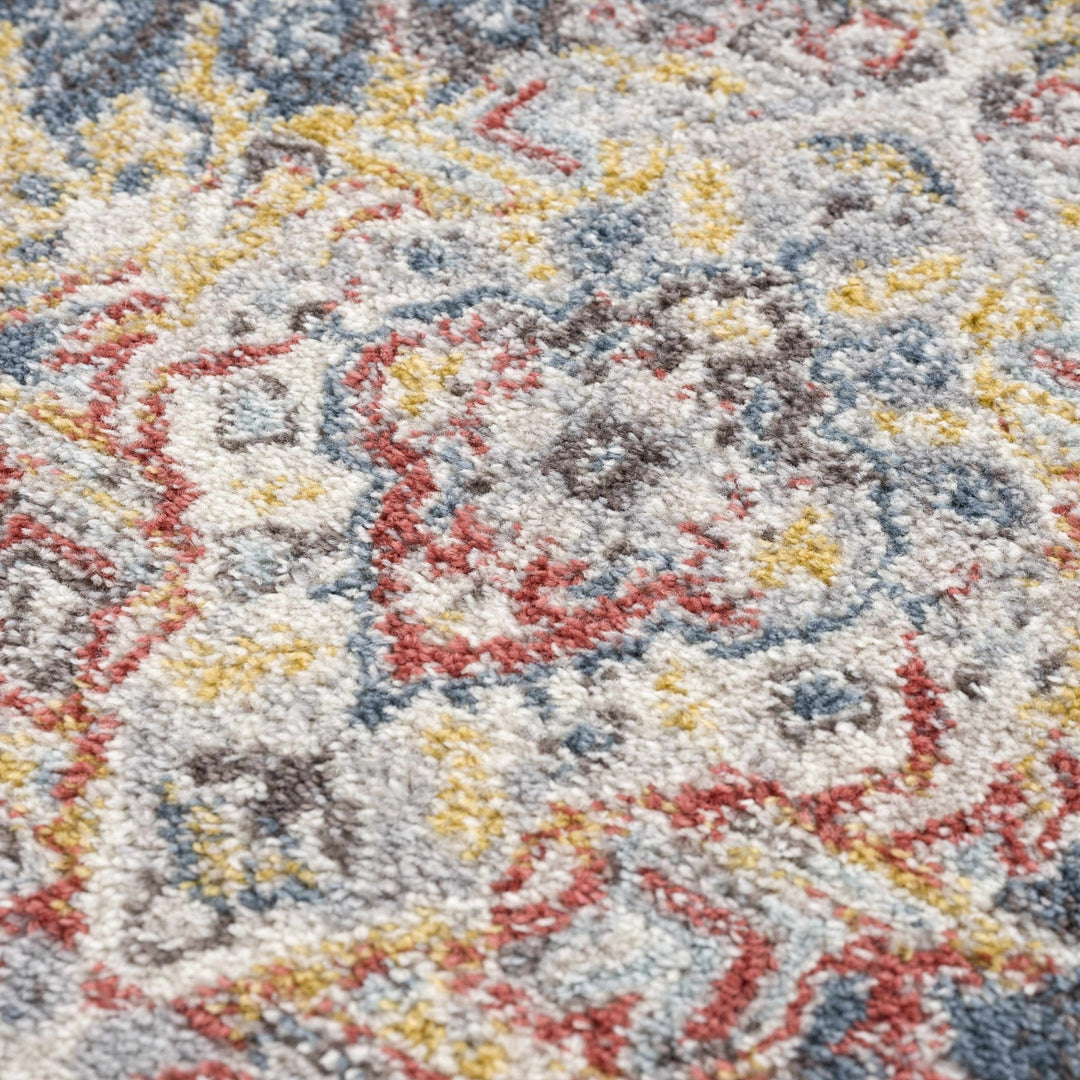 Antique look Traditional Machine Woven Tan, Charcoal, Ivory and Rust Multi Size Rug - The Rug Decor