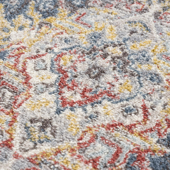 Antique look Traditional Machine Woven Tan, Charcoal, Ivory and Rust Multi Size Rug - The Rug Decor
