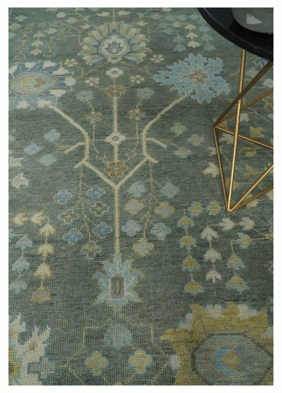 Antique Moss Charcoal 8x10, 9x12, 10x14 and 12x15 Hand Knotted Olive and Beige Traditional Persian Vintage Wool Rug | NT1 - The Rug Decor