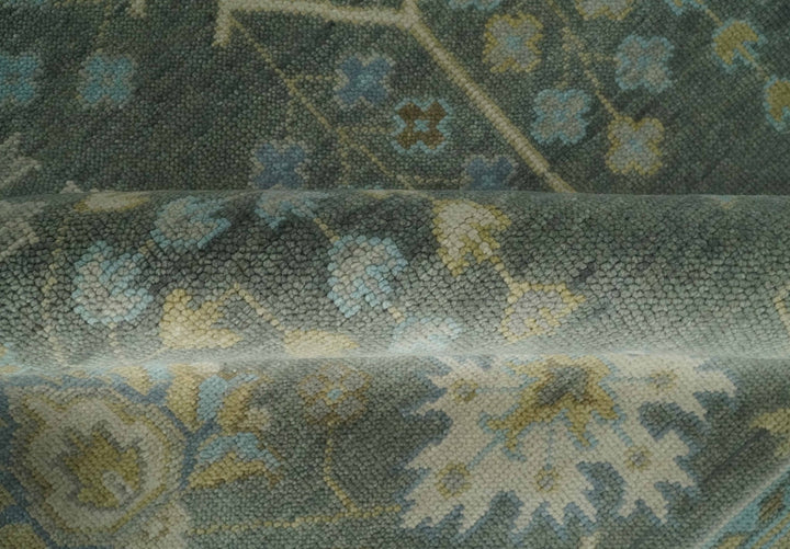 Antique Moss Charcoal 8x10, 9x12, 10x14 and 12x15 Hand Knotted Olive and Beige Traditional Persian Vintage Wool Rug | NT1 - The Rug Decor