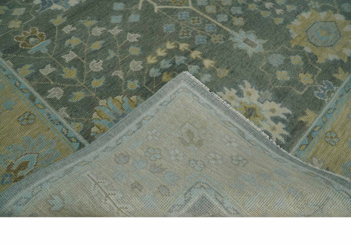 Antique Moss Charcoal 8x10, 9x12, 10x14 and 12x15 Hand Knotted Olive and Beige Traditional Persian Vintage Wool Rug | NT1 - The Rug Decor