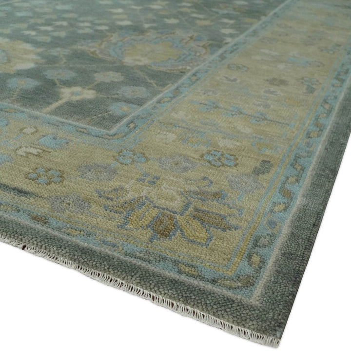 Antique Moss Charcoal 8x10, 9x12, 10x14 and 12x15 Hand Knotted Olive and Beige Traditional Persian Vintage Wool Rug | NT1 - The Rug Decor