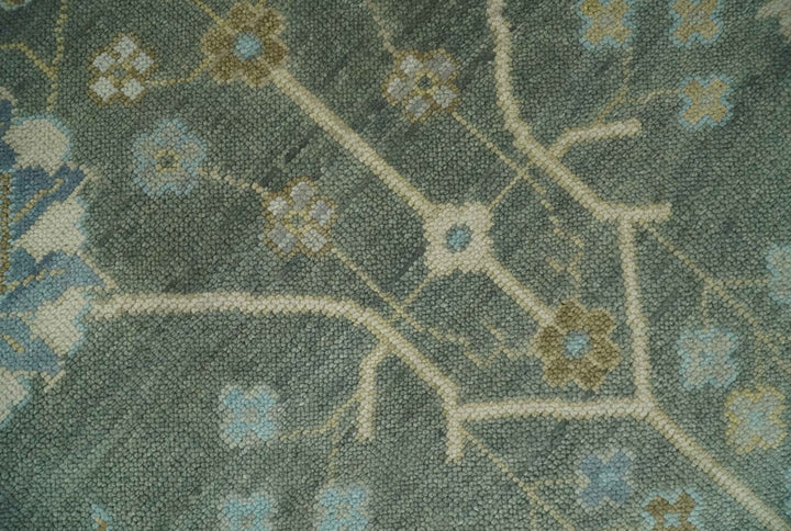 Antique Moss Charcoal 8x10, 9x12, 10x14 and 12x15 Hand Knotted Olive and Beige Traditional Persian Vintage Wool Rug | NT1 - The Rug Decor