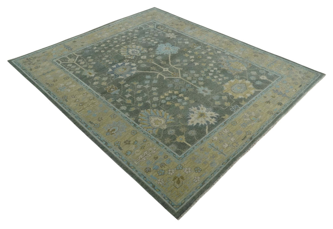 Antique Moss Charcoal 8x10, 9x12, 10x14 and 12x15 Hand Knotted Olive and Beige Traditional Persian Vintage Wool Rug | NT1 - The Rug Decor