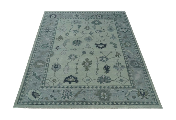 Antique multi size 6x9, 8x10, 9x12 Hand Knotted Oushak Beige and Silver Traditional Persian Area Rug | NT29 - The Rug Decor