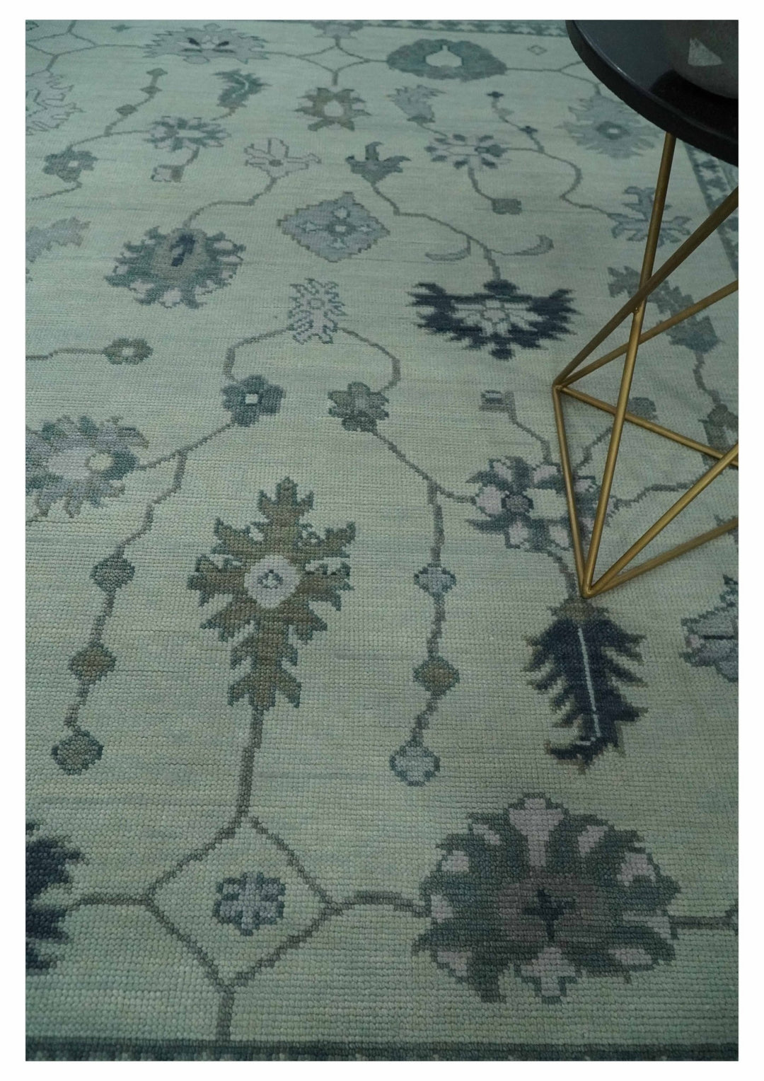 Antique multi size 6x9, 8x10, 9x12 Hand Knotted Oushak Beige and Silver Traditional Persian Area Rug | NT29 - The Rug Decor