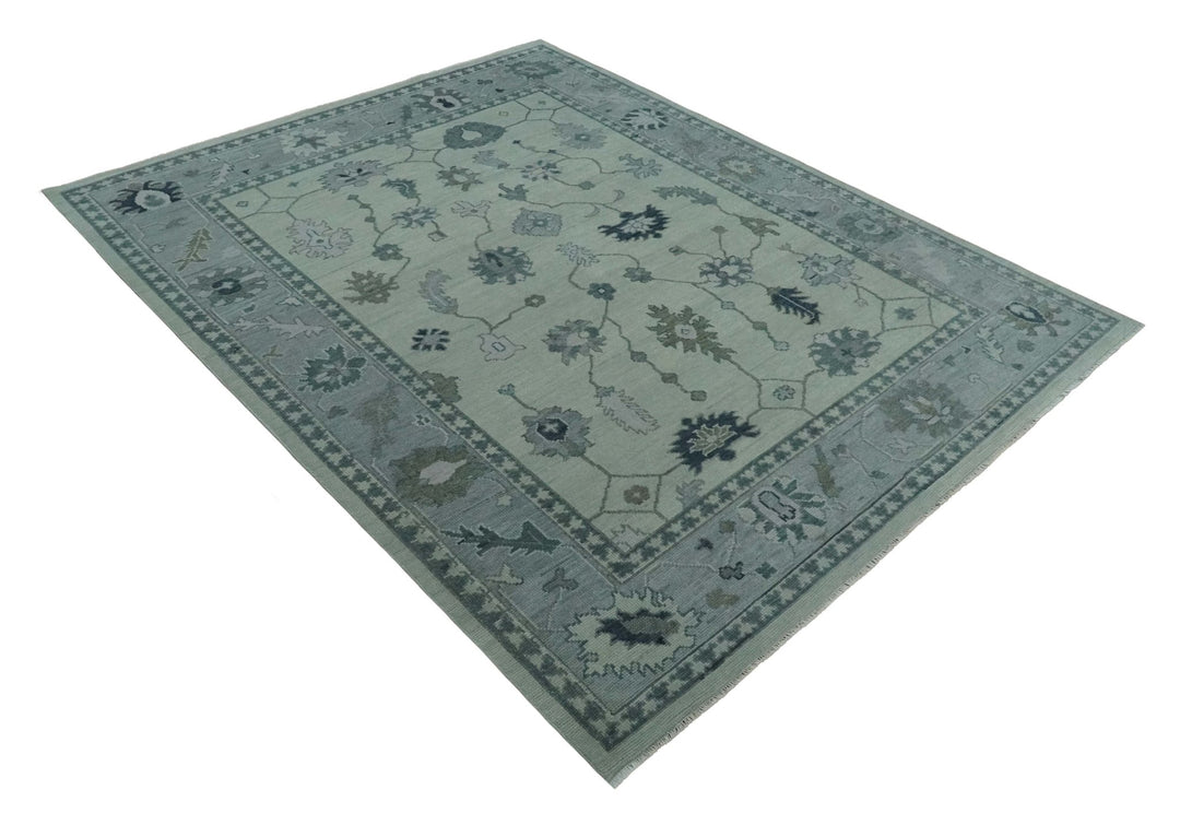 Antique multi size 6x9, 8x10, 9x12 Hand Knotted Oushak Beige and Silver Traditional Persian Area Rug | NT29 - The Rug Decor