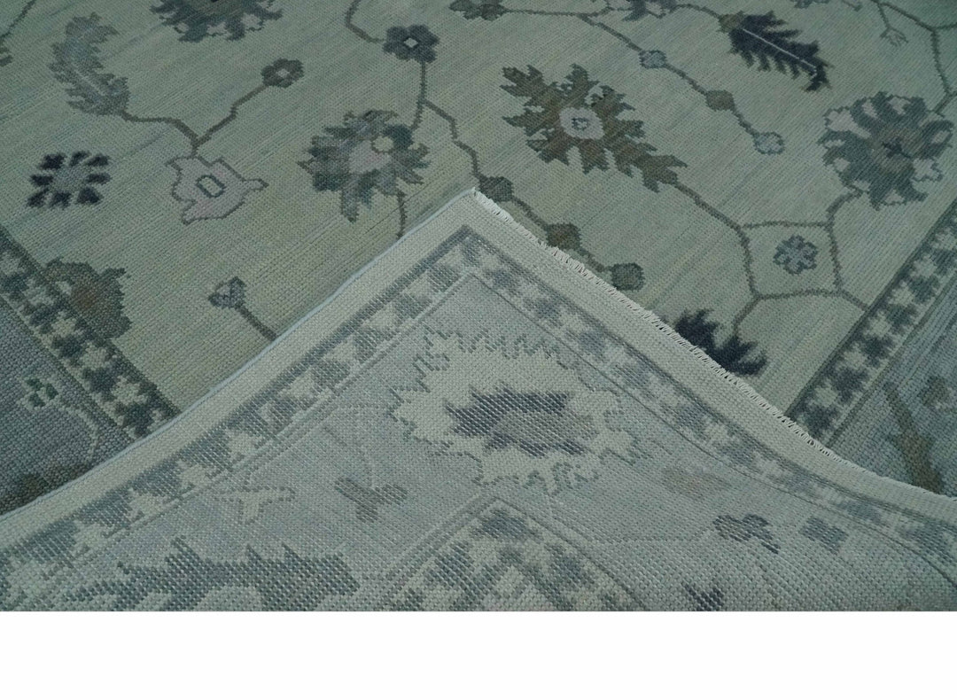 Antique multi size 6x9, 8x10, 9x12 Hand Knotted Oushak Beige and Silver Traditional Persian Area Rug | NT29 - The Rug Decor