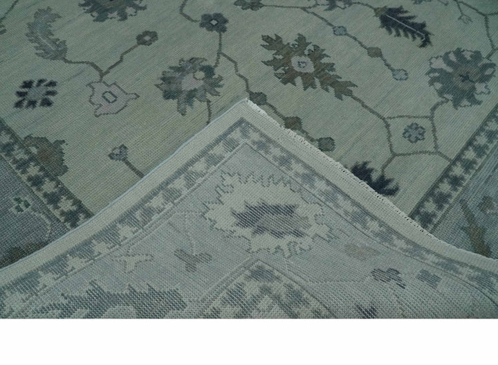 Antique multi size 6x9, 8x10, 9x12 Hand Knotted Oushak Beige and Silver Traditional Persian Area Rug | NT29 - The Rug Decor