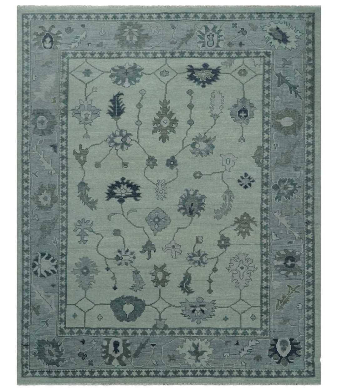 Antique multi size 6x9, 8x10, 9x12 Hand Knotted Oushak Beige and Silver Traditional Persian Area Rug | NT29 - The Rug Decor
