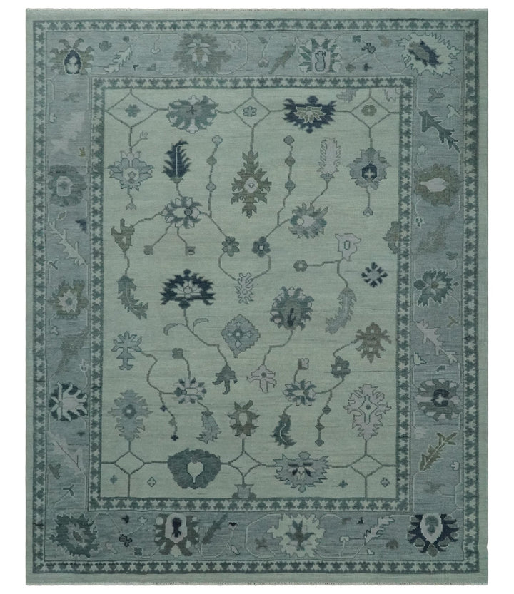 Antique multi size 6x9, 8x10, 9x12 Hand Knotted Oushak Beige and Silver Traditional Persian Area Rug | NT29 - The Rug Decor