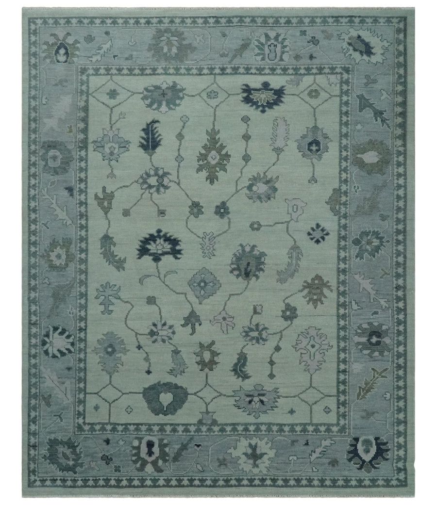 Antique multi size 6x9, 8x10, 9x12 Hand Knotted Oushak Beige and Silver Traditional Persian Area Rug | NT29 - The Rug Decor