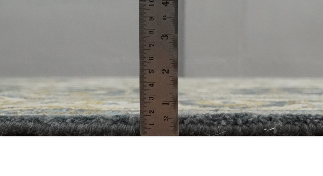 Antique Muted Wool Traditional Blue ,Beige and Brown Hand knotted Persian Serapi Area Rug | TRDCP718 - The Rug Decor