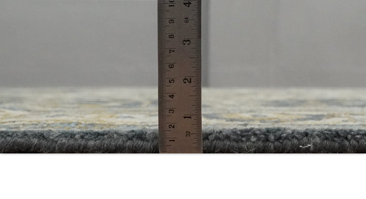 Antique Muted Wool Traditional Blue ,Beige and Brown Hand knotted Persian Serapi Area Rug | TRDCP718 - The Rug Decor