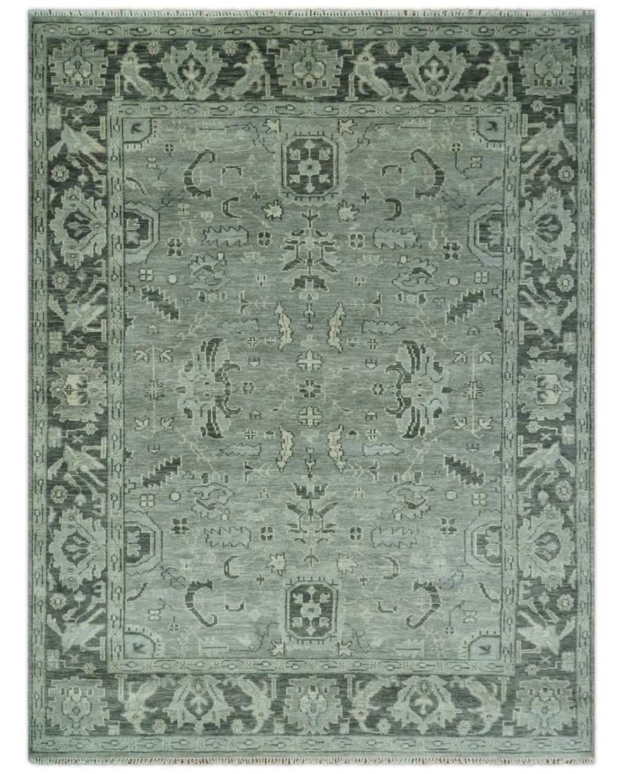 Antique Oushak Hand Knotted 5x8, 6x9, 8x10, 9x12, 10x14 and 12x15 Silver and Charcoal Traditional Persian Wool Rug | TRDCP882912 - The Rug Decor