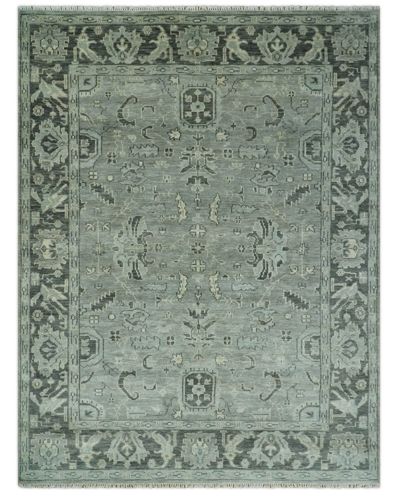 Antique Oushak Hand Knotted 5x8, 6x9, 8x10, 9x12, 10x14 and 12x15 Silver and Charcoal Traditional Persian Wool Rug | TRDCP882912 - The Rug Decor