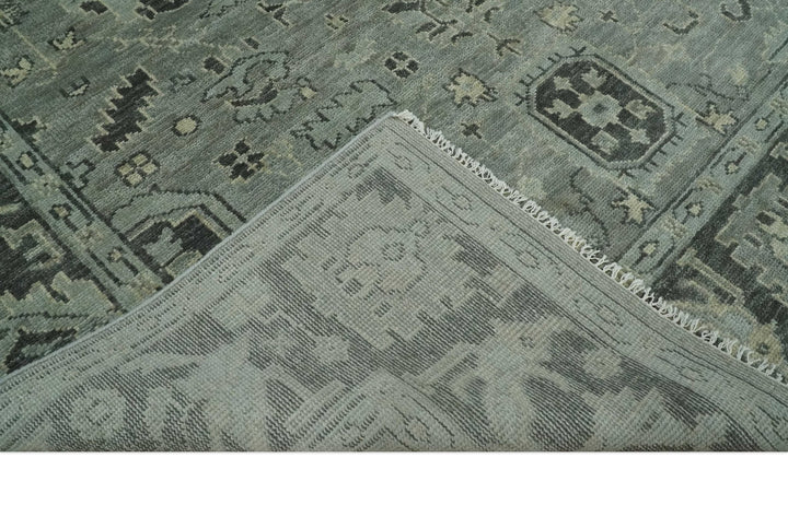 Antique Oushak Hand Knotted 5x8, 6x9, 8x10, 9x12, 10x14 and 12x15 Silver and Charcoal Traditional Persian Wool Rug | TRDCP882912 - The Rug Decor