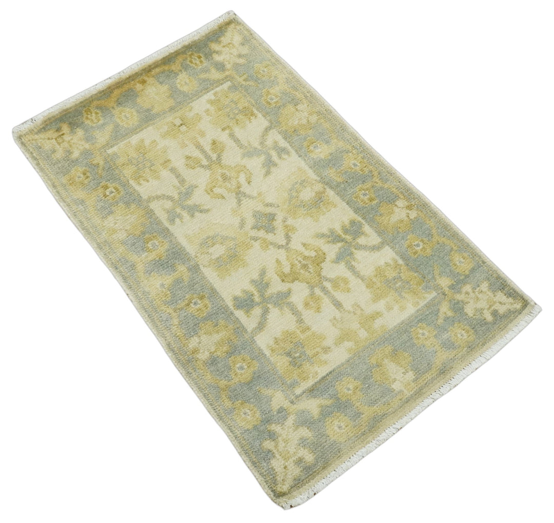 Antique Persian 2x3 Beige and Gray Hand Knotted Entryway Wool Area Rug | TRDWN123 - The Rug Decor