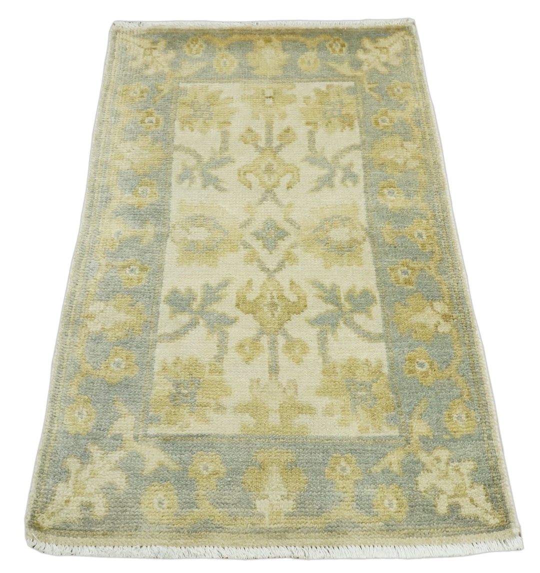 Antique Persian 2x3 Beige and Gray Hand Knotted Entryway Wool Area Rug | TRDWN123 - The Rug Decor