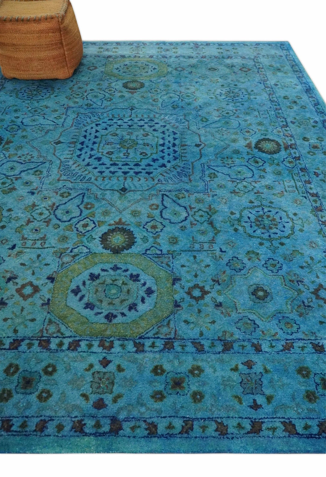 Antique Persian Mamluk Hand Tufted Blue Overdyed 5x8, 6x9 and 8x10 Wool Area Rug | TRD6484 - The Rug Decor