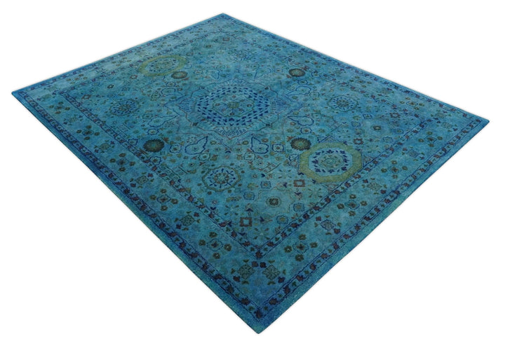 Antique Persian Mamluk Hand Tufted Blue Overdyed 5x8, 6x9 and 8x10 Wool Area Rug | TRD6484 - The Rug Decor