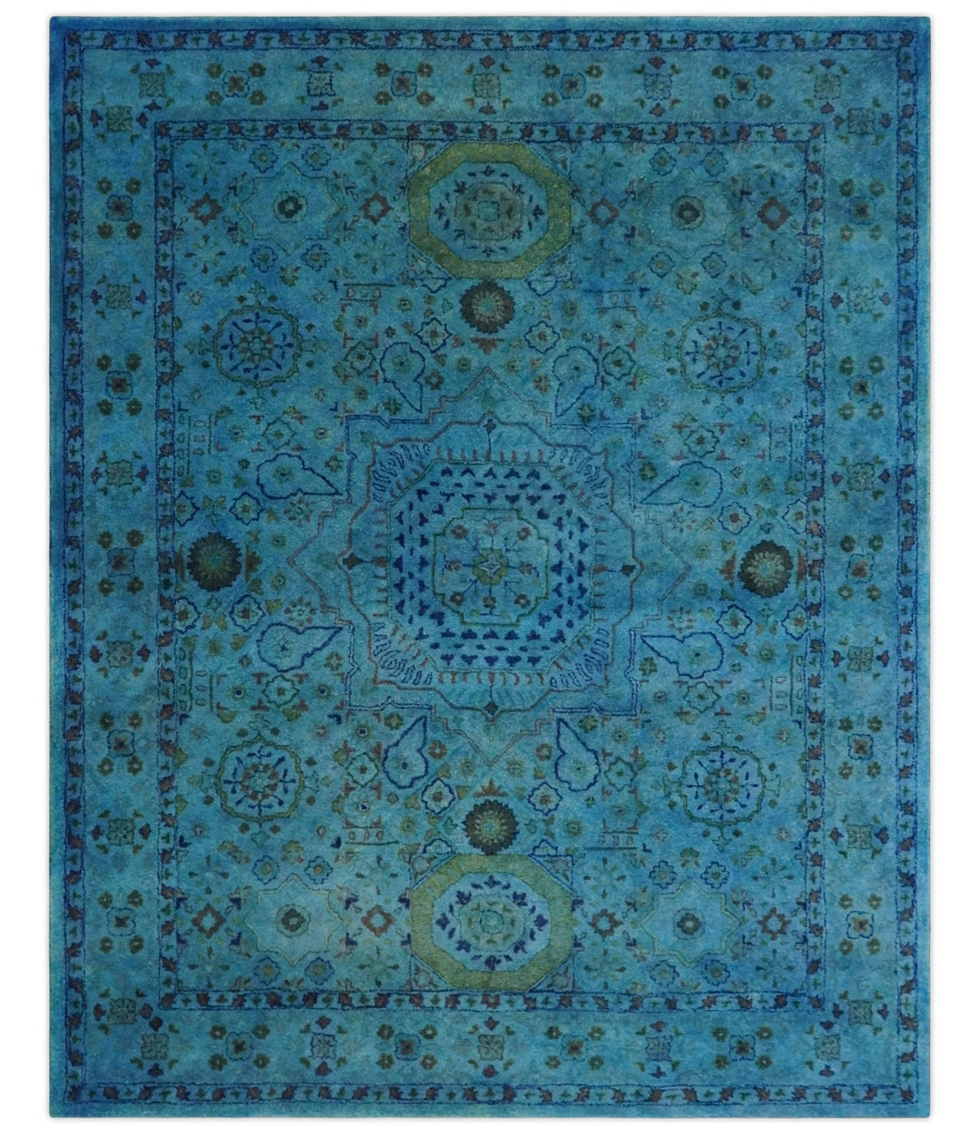 Antique Persian Mamluk Hand Tufted Blue Overdyed 5x8, 6x9 and 8x10 Wool Area Rug | TRD6484 - The Rug Decor