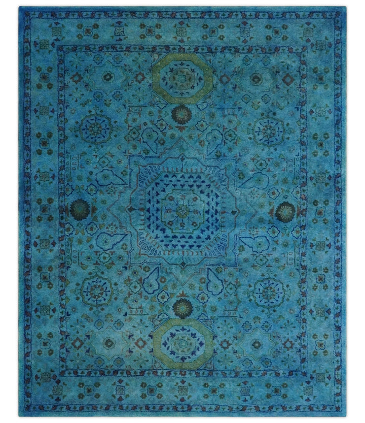 Antique Persian Mamluk Hand Tufted Blue Overdyed 5x8, 6x9 and 8x10 Wool Area Rug | TRD6484 - The Rug Decor