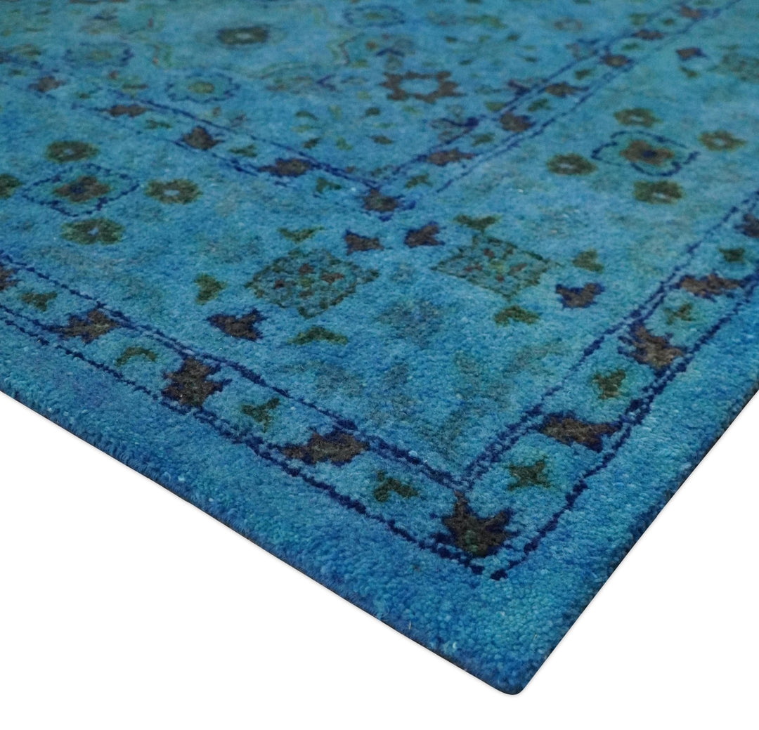 Antique Persian Mamluk Hand Tufted Blue Overdyed 5x8, 6x9 and 8x10 Wool Area Rug | TRD6484 - The Rug Decor