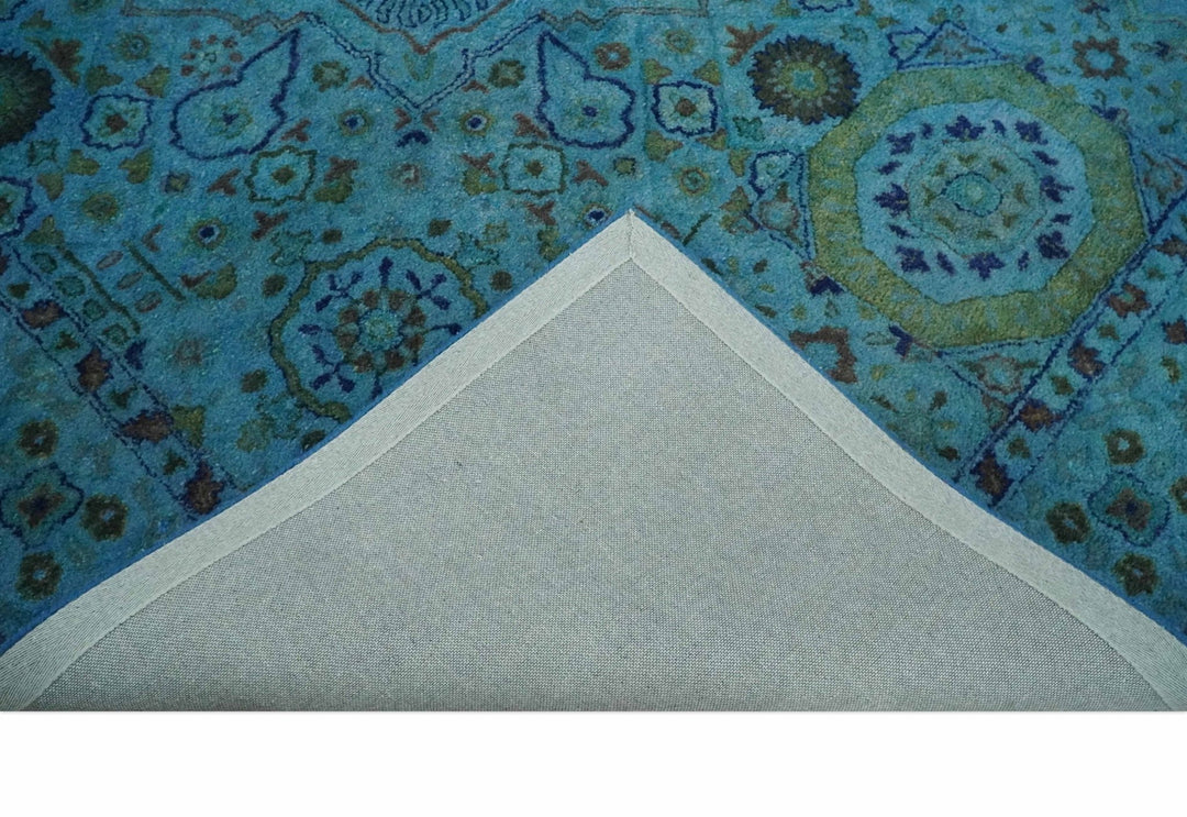 Antique Persian Mamluk Hand Tufted Blue Overdyed 5x8, 6x9 and 8x10 Wool Area Rug | TRD6484 - The Rug Decor