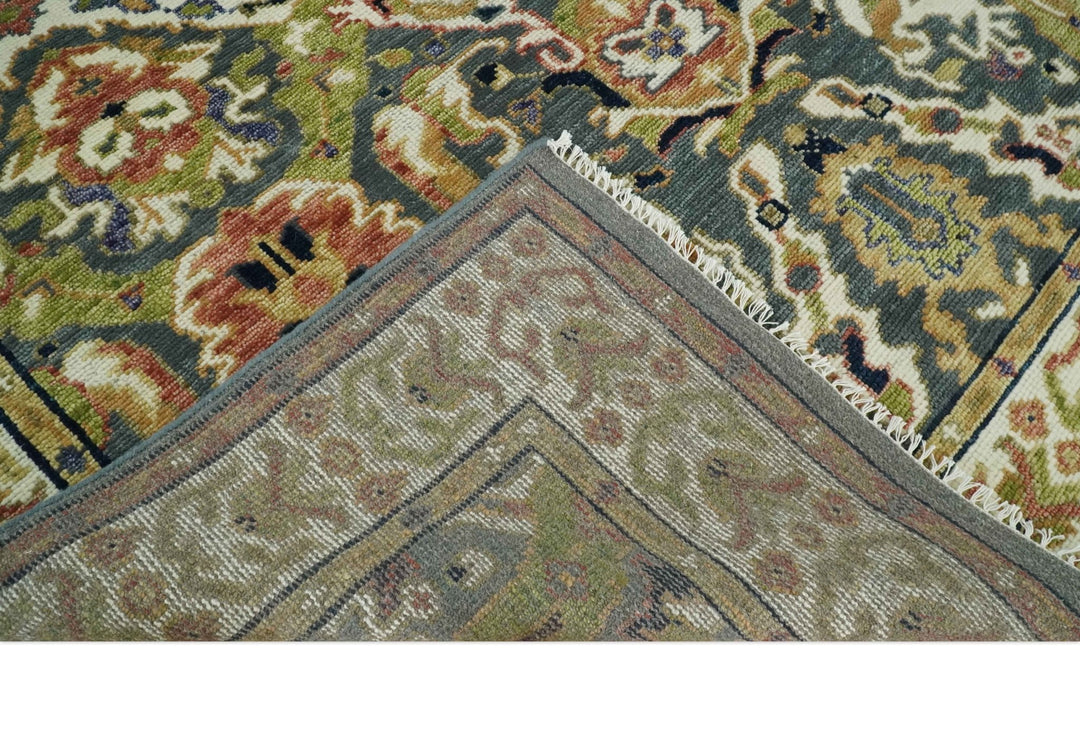 Antique Persian Rug Hand knotted 8x10, 9x12, 10x14 and 12x15 Green, Ivory and Gray Traditional Oushak Area Rug | TRDCP985810 - The Rug Decor