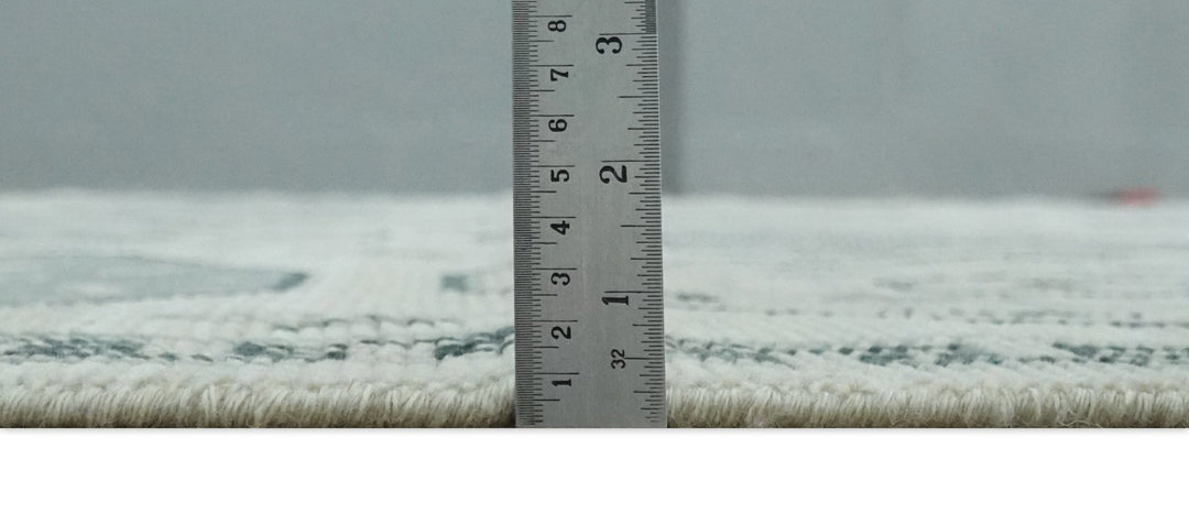 Antique Rug 8x10 Hand Knotted Turkish Silver, Beige and Gray Traditional Persian Low Pile Area Rug | TRD2758810S - The Rug Decor