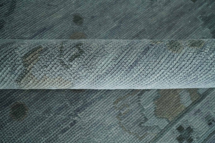 Antique style Blue and Silver Hand Knotted Multi Size Oushak Wool Area Rug - The Rug Decor