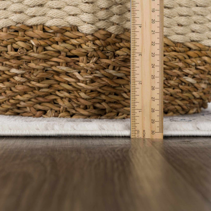 Antique Style Blue, Gray and Ivory Traditional Heriz Design Jute Backing Area Rug - The Rug Decor