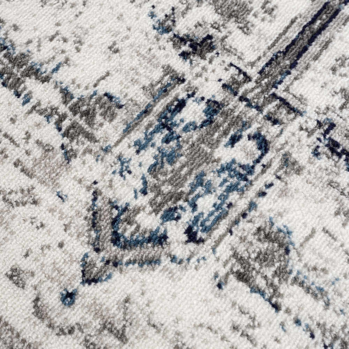 Antique Style Blue, Gray and Ivory Traditional Heriz Design Jute Backing Area Rug - The Rug Decor