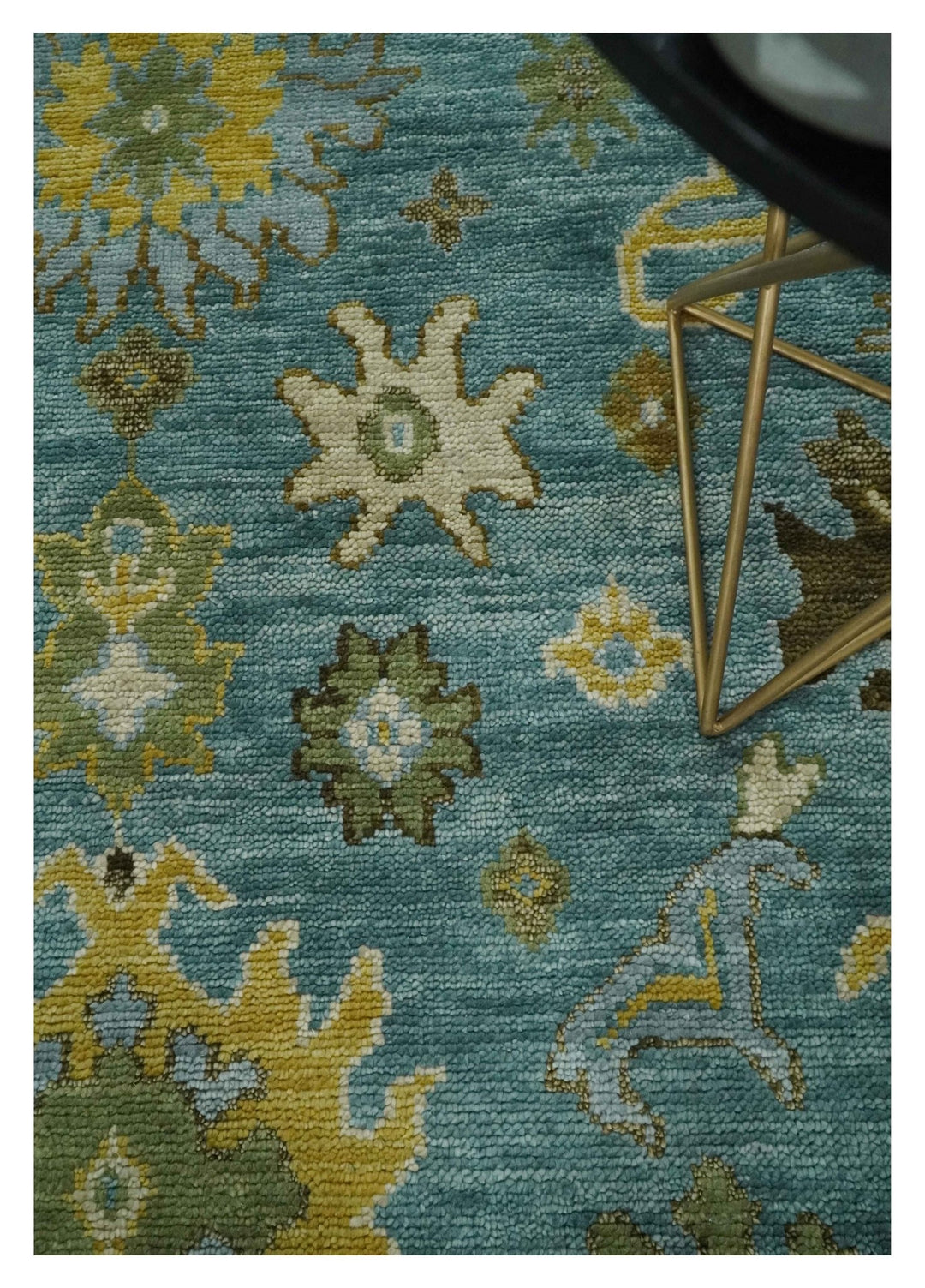 Antique Style Blue, Moss Green and Gold 8x10, 9x12 and 10x14 Wool Hand Knotted Traditional Vintage Wool Area Rug - The Rug Decor