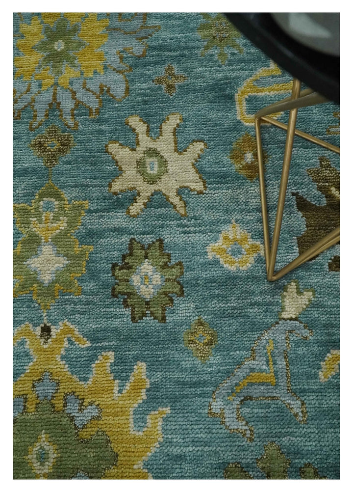 Antique Style Blue, Moss Green and Gold 8x10, 9x12 and 10x14 Wool Hand Knotted Traditional Vintage Wool Area Rug - The Rug Decor