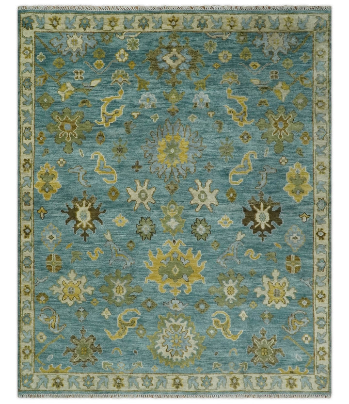Antique Style Blue, Moss Green and Gold 8x10, 9x12 and 10x14 Wool Hand Knotted Traditional Vintage Wool Area Rug - The Rug Decor
