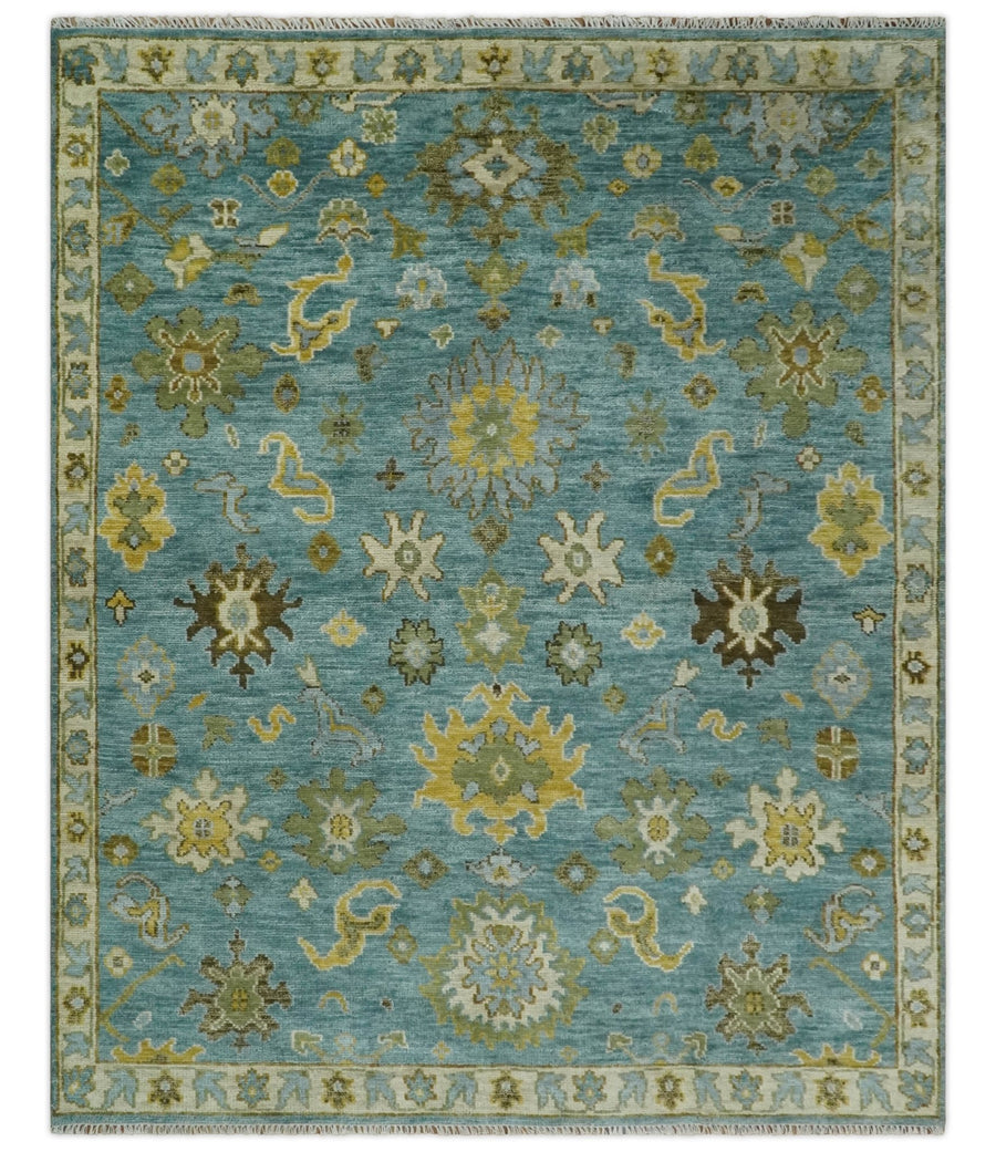 Antique Style Blue, Moss Green and Gold 8x10, 9x12 and 10x14 Wool Hand Knotted Traditional Vintage Wool Area Rug - The Rug Decor