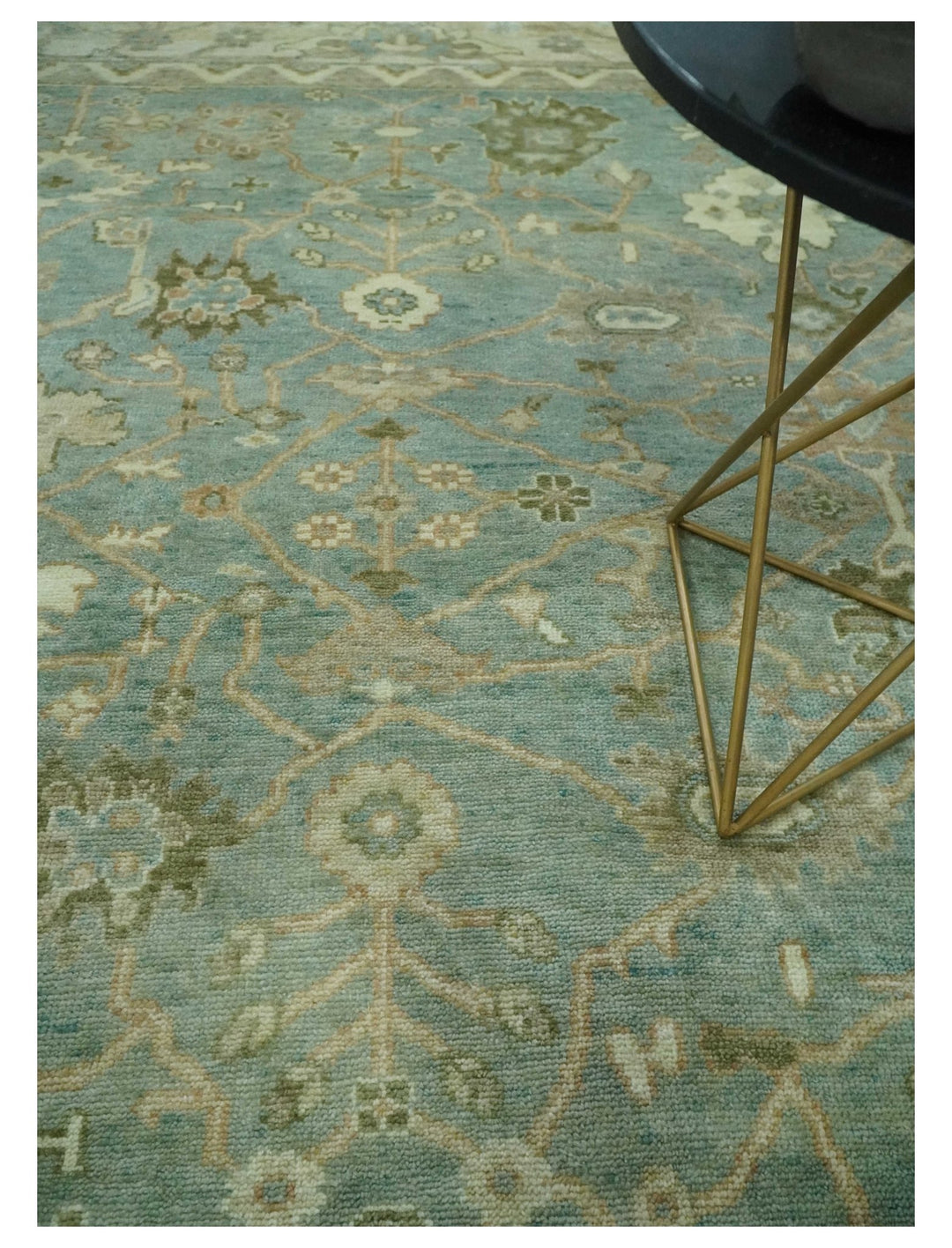 Antique style Floral Gray, Beige and Green Hand knotted Oriental Oushak Multi Size Wool Area Rug - The Rug Decor