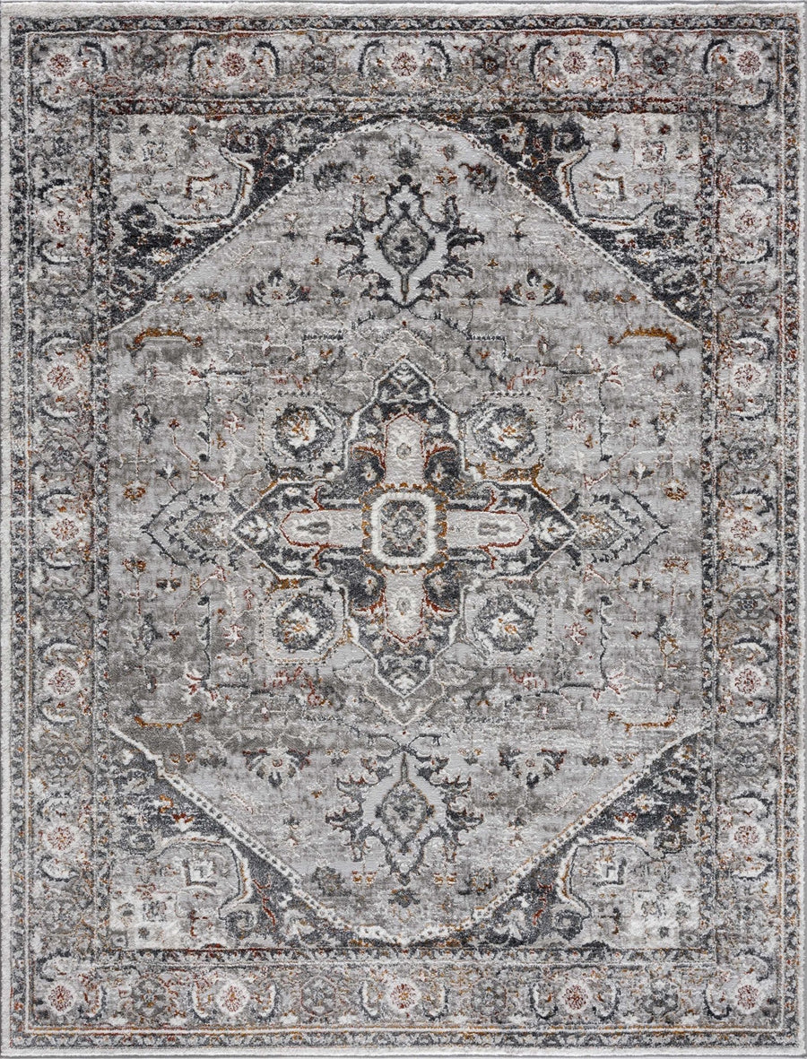 Antique Style Gray, Charcoal, Gold and Brown Traditional Heriz Design Area Rug - The Rug Decor