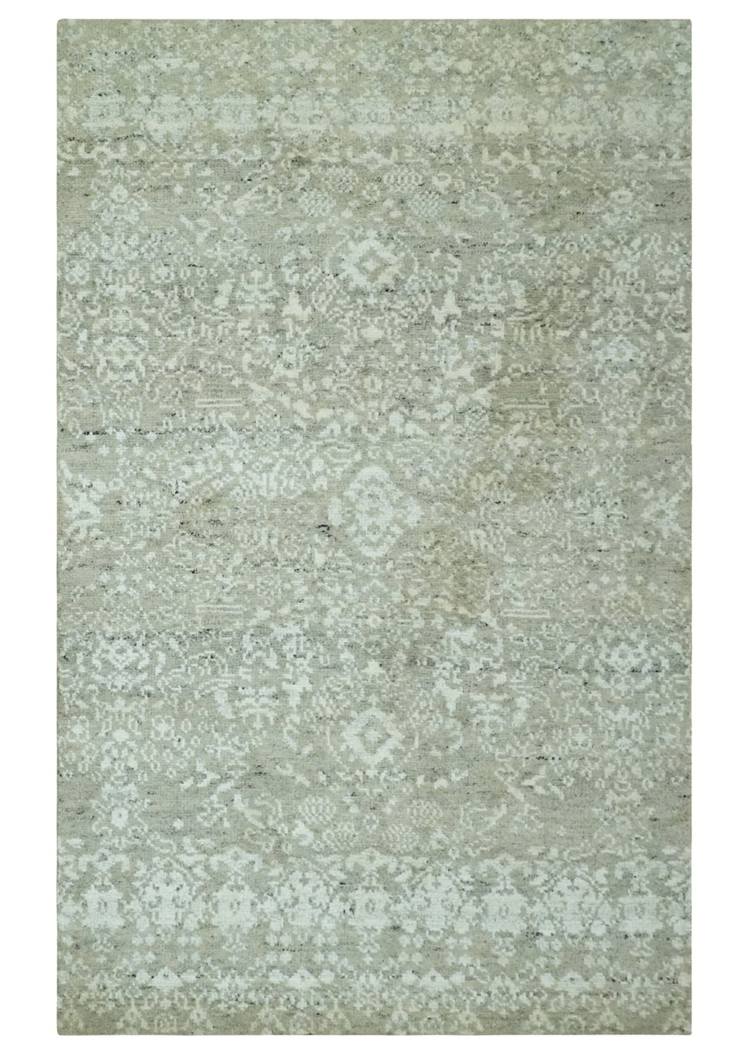 Antique style Ivory and Beige Hand Knotted Traditional Design 5x8 wool Area Rug - The Rug Decor