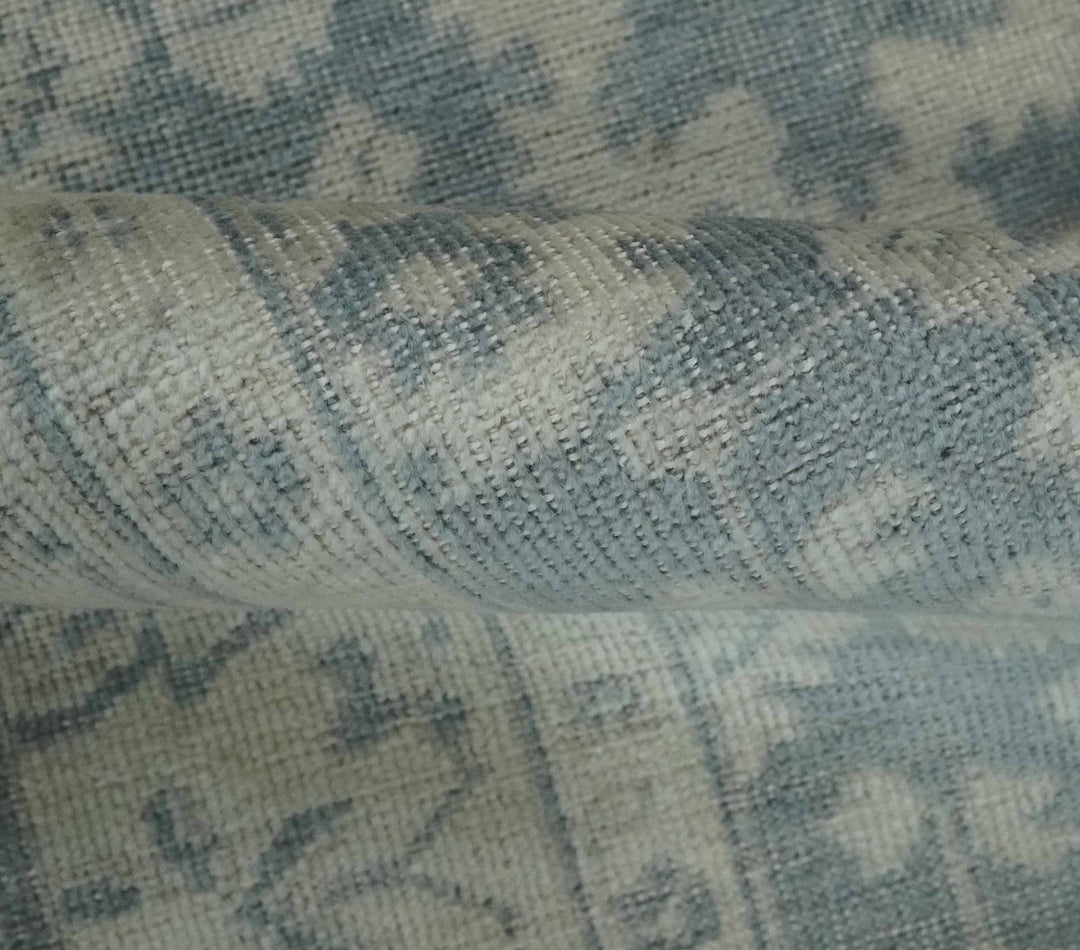 Antique Style Ivory and Charcoal Hand Knotted Traditional Oushak 2x4 wool Bedside Rug - The Rug Decor