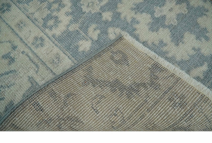 Antique Style Ivory and Charcoal Hand Knotted Traditional Oushak 2x4 wool Bedside Rug - The Rug Decor