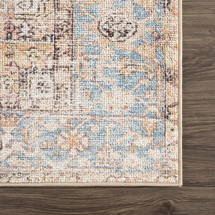 Antique style Rust, Blue, Beige and Charcoal Traditional Heriz Washable Area Rug - The Rug Decor