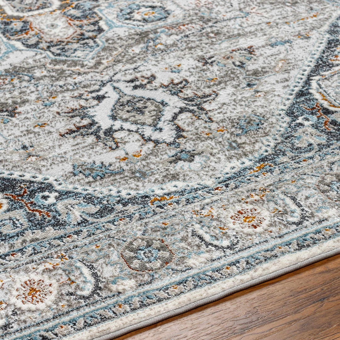 Antique Style Traditional Turkish Design Gray, Charcoal, Teal and Brown Area Rug - The Rug Decor