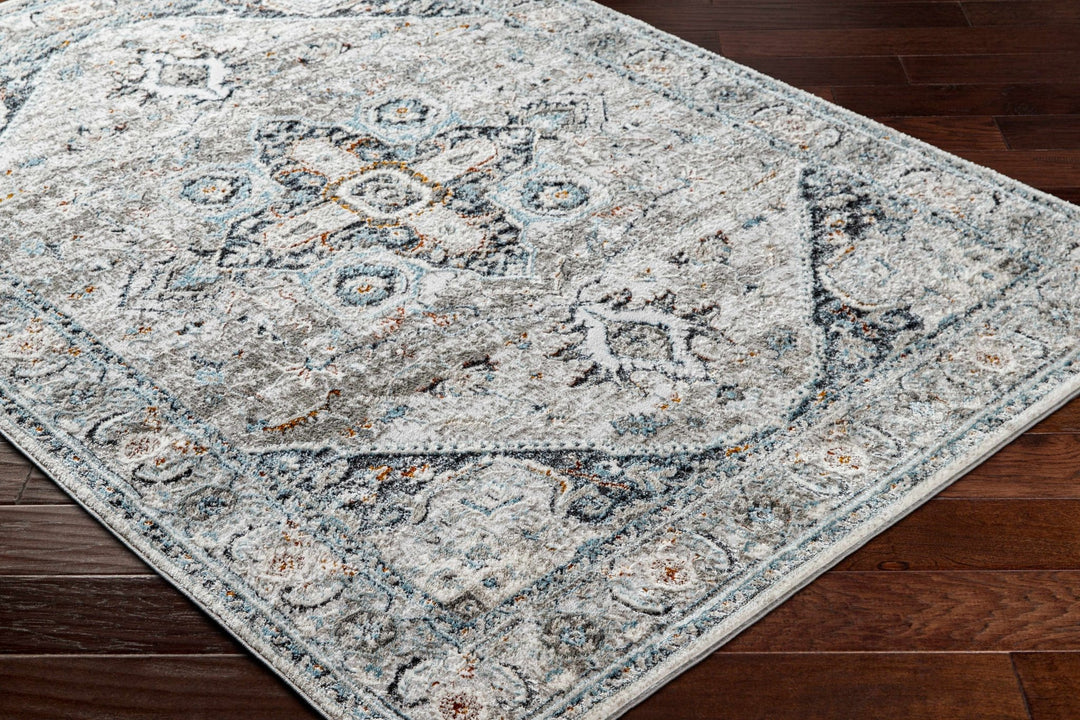 Antique Style Traditional Turkish Design Gray, Charcoal, Teal and Brown Area Rug - The Rug Decor
